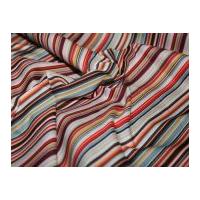 Retro Stripes Print Cotton Poplin Fabric Red Multi