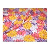 retro daisy cotton poplin fabric pinklilacmulti