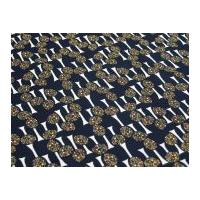 Retro Print Cotton Lawn Dress Fabric Navy Blue