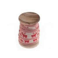 Reindeer Christmas Ribbon on Wooden Spool 3m Natural