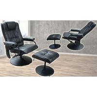 Reclining Massage Chair W/ Footstool Black