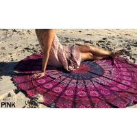 Red Peacock Pattern Beach Mat