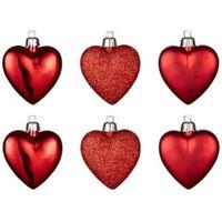 Red Heart Tree Decoration Pack of 6