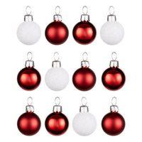Red & White Assorted Mini Baubles Pack of 12