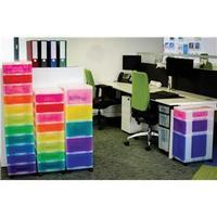 Really Useful Polypropylene 5-Drawer Storage Tower (5 x 12 Litre) Ref DT1-9214 (Clear with Assorted Coloured Drawers)