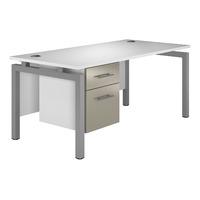 Reflections Bench Rectangular Desk with Single Pedestal Stone Grey Silver Leg 120cm Professional Assembly Included