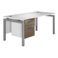 Reflections Bench Rectangular Desk with Single Pedestal Dark Olive Silver Leg 120cm Professional Assembly Included