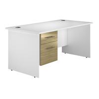 Reflections Panel End Rectangular Desk with Single Pedestal Light Olive 160cm Professional Assembly Included