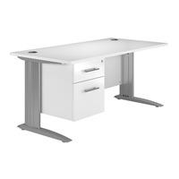 Reflections Cantilever Premium Rectangular Desk with Single Pedestal White Gloss 120cm Self Assembly Required