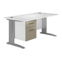 Reflections Cantilever Premium Rectangular Desk with Single Pedestal Stone Grey 120cm Self Assembly Required