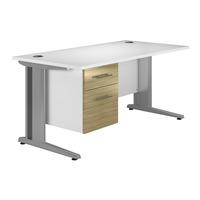 Reflections Cantilever Deluxe Rectangular Desk with Single Pedestal Light Olive 160cm Professional Assembly Included