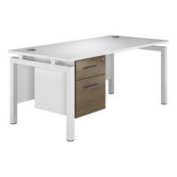 Reflections Bench Rectangular Desk with Single Pedestal Dark Olive White Leg 120cm Professional Assembly Included