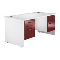 Reflections Panel End Rectangular Desk with Double Pedestal Burgundy Professional Assembly Included