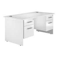 Reflections Panel End Rectangular Desk with Double Pedestal White Gloss Self Assembly Required