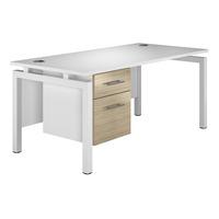 Reflections Bench Rectangular Desk with Single Pedestal Light Olive White Leg 120cm Professional Assembly Included