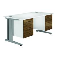 reflections cantilever deluxe rectangular desk with double pedestal da ...