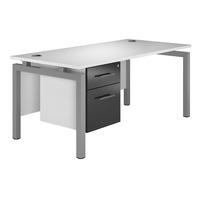 Reflections Bench Rectangular Desk with Single Pedestal Black Gloss Silver Leg 120cm Professional Assembly Included