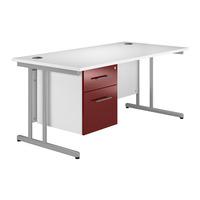 Reflections Cantilever Rectangular Desk with Single Pedestal Burgundy 160cm Professional Assembly Included