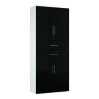 reflections 4 door 2 drawer combination cupboard black gloss self asse ...