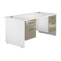 reflections panel end rectangular desk with double pedestal stone grey ...