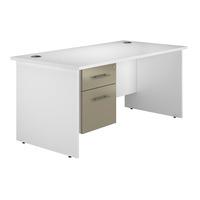 reflections panel end rectangular desk with single pedestal stone grey ...