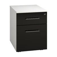 Reflections 2 Drawer Low Mobile Pedestal Black Gloss Self Assembly Required
