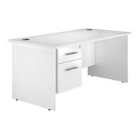 Reflections Panel End Rectangular Desk with Single Pedestal White Gloss 120cm Self Assembly Required