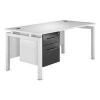 reflections bench rectangular desk with single pedestal black gloss wh ...