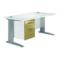 Reflections Cantilever Premium Rectangular Desk with Single Pedestal Light Olive 160cm Self Assembly Required