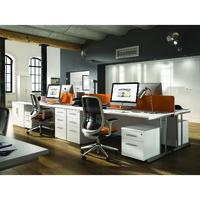 reflections cantilever rectangular desk with double pedestal black glo ...