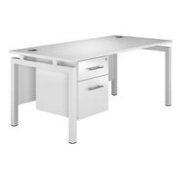 Reflections Bench Rectangular Desk with Single Pedestal White Gloss White Leg 120cm Self Assembly Required