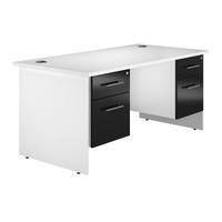 Reflections Panel End Rectangular Desk with Double Pedestal Black Gloss Professional Assembly Included