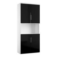 Reflections 4 Door Combination Cupboard Black Gloss Self Assembly Required