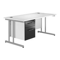 Reflections Cantilever Rectangular Desk with Single Pedestal Black Gloss 120cm Professional Assembly Included