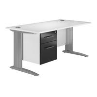 Reflections Cantilever Premium Rectangular Desk with Single Pedestal Black Gloss 160cm Self Assembly Required