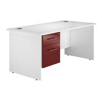 Reflections Panel End Rectangular Desk with Single Pedestal Burgundy 120cm Self Assembly Required