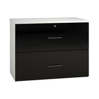 Reflections 2 Draw Side Filing Cabinet Black Gloss Professional Assembly Included