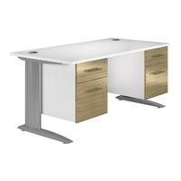 reflections cantilever premium rectangular desk with double pedestal l ...