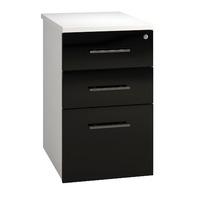 Reflections 3 Drawer Desk High Pedestal 60cm Black Gloss Self Assembly Required