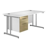 reflections cantilever rectangular desk with single pedestal light oli ...