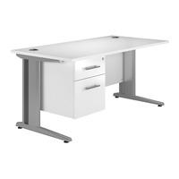 Reflections Cantilever Deluxe Rectangular Desk with Single Pedestal White Gloss 120cm Professional Assembly Included