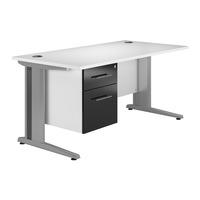 Reflections Cantilever Deluxe Rectangular Desk with Single Pedestal Black Gloss 120cm Professional Assembly Included