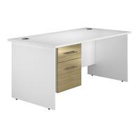 Reflections Panel End Rectangular Desk with Single Pedestal Light Olive 120cm Self Assembly Required