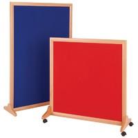 Real Wood Mobile Pinboard Divider Screens Red
