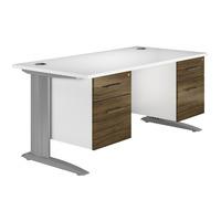 reflections cantilever premium rectangular desk with double pedestal d ...