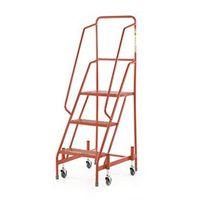 RETRACTABLE WHEEL MOBILE STEP - 2 STEP WITH FULL HANDRAIL - MESH TREAD