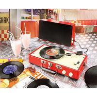Retro Portable Record Player Turntable, Red