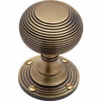 Reeded Mortice Knob Antique Brass