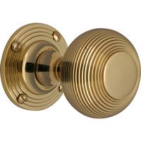 reeded mortice knob polished brass