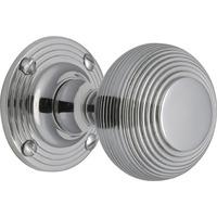 Reeded Mortice Knob Polished Chrome